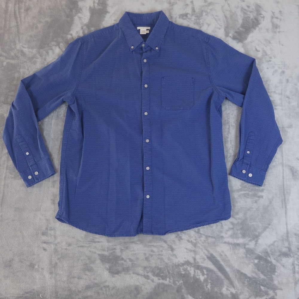 Carbon2cobalt Shirt Mens L Tall Long Sleeve Button Up Casual Blue Cotton